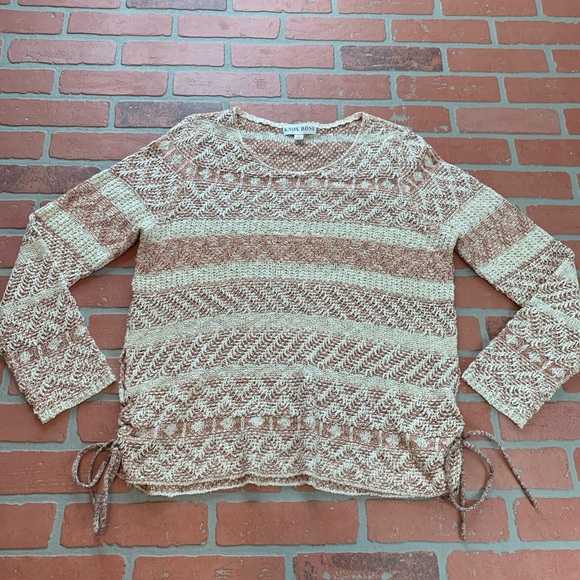 Knox Rose Knit Striped Tie Side Sweater Large - Picture 1 of 5